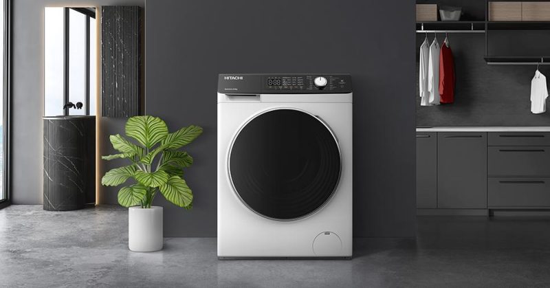Máy giặt sấy Hitachi Eclipse lắp đặt thực tế trong căn hộ hiện đại